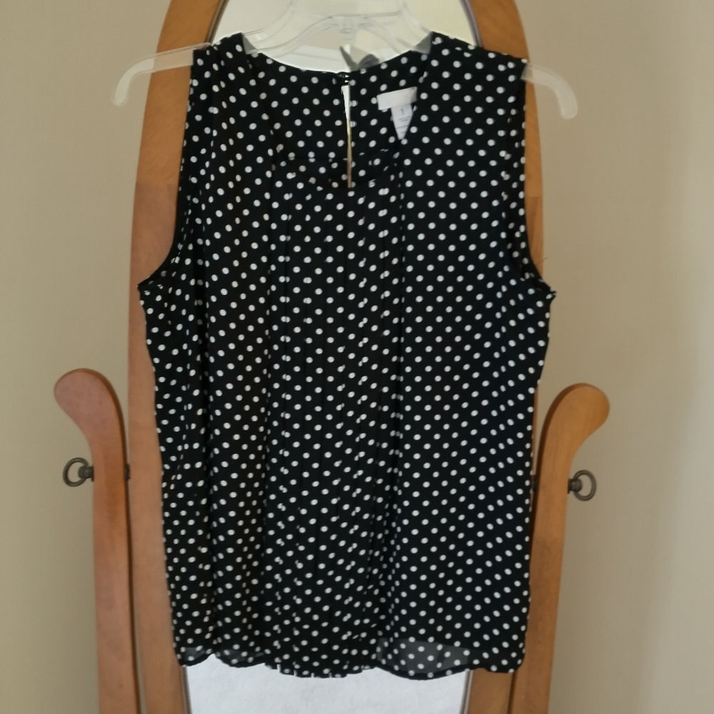 Chico's Black and White Polka Dot Sleeves Ladies Blouse. Size 1